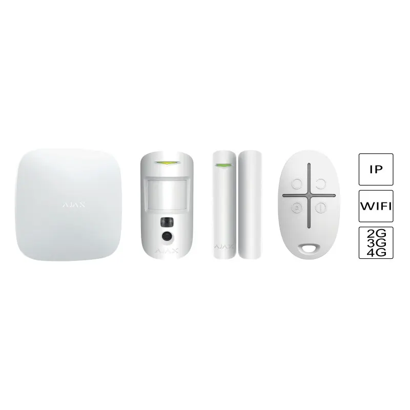 KIT HUB 2 4G ( 1 DETECTEUR D'OUVERTURE / 1 PIRCAM / 1 TELECOMMANDE) IP/DOOUBLE SIM 4G 