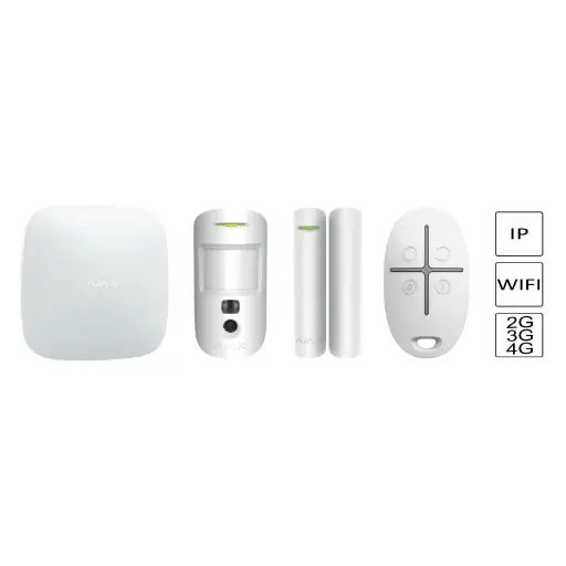 KIT HUB 2 4G ( 1 DETECTEUR D'OUVERTURE / 1 PIRCAM / 1 TELECOMMANDE) IP/DOOUBLE SIM 4G 